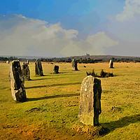 Buy canvas prints of The Hurlers on Bodmin Moor near to Minions by Rosie Spooner