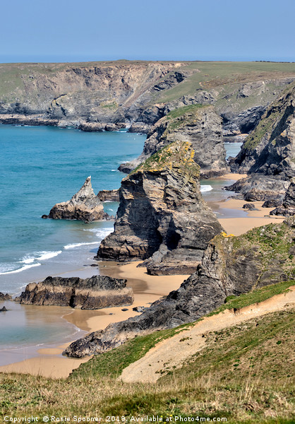 Portrait View of Bedruthan Steps in Cornwall Picture Board by Rosie Spooner