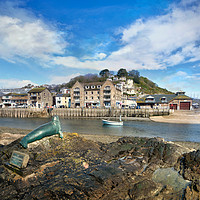 Buy canvas prints of View of Nelson the seal across The River Looe  by Rosie Spooner