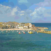 Buy canvas prints of St Ives Town Beach and Pier in Cornwall by Rosie Spooner