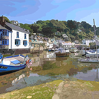 Buy canvas prints of Low tide at Polperro in Cornwall by Rosie Spooner