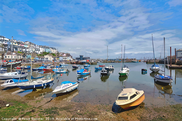 Low tide at Brixham Harbour in South Devon Picture Board by Rosie Spooner