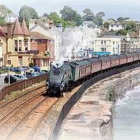 Buy canvas prints of Steam train passing through Dawlish in South Devon by Rosie Spooner