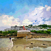 Buy canvas prints of Low tide by the Banjo Pier in Looe Cornwall by Rosie Spooner