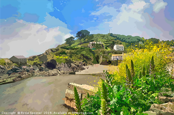 Polperro outer harbour at low tide Picture Board by Rosie Spooner