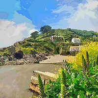Buy canvas prints of Polperro outer harbour at low tide by Rosie Spooner
