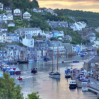 Buy canvas prints of Sunset on The River Looe as Luggers arrive by Rosie Spooner