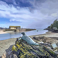 Buy canvas prints of Nelson the Seal on The River Looe in Cornwall by Rosie Spooner