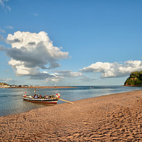 Buy canvas prints of The Ferry approaching Shaldon Beach by Rosie Spooner