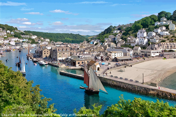 Luggers head down the River Looe for the Regatta Picture Board by Rosie Spooner