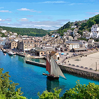Buy canvas prints of Luggers head down the River Looe for the Regatta by Rosie Spooner
