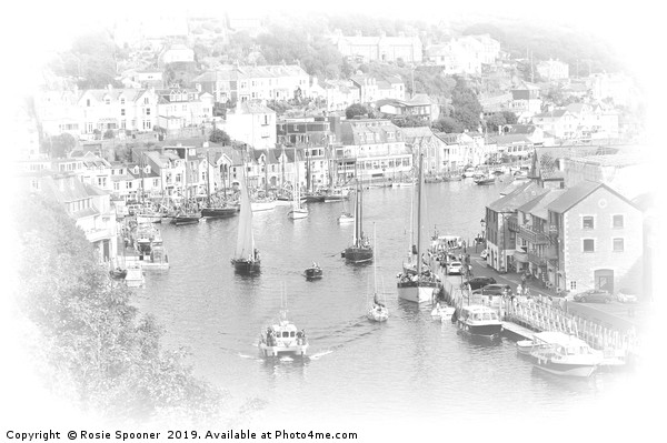Looe Lugger Regatta in black and white Picture Board by Rosie Spooner