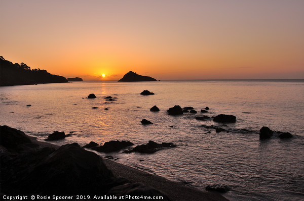 Sunrise at Meadfoot Beach in Torquay Picture Board by Rosie Spooner