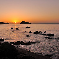 Buy canvas prints of Sunrise at Meadfoot Beach in Torquay by Rosie Spooner