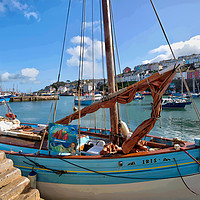 Buy canvas prints of Lugger IRIS moored at Brixham Harbour in Devon by Rosie Spooner