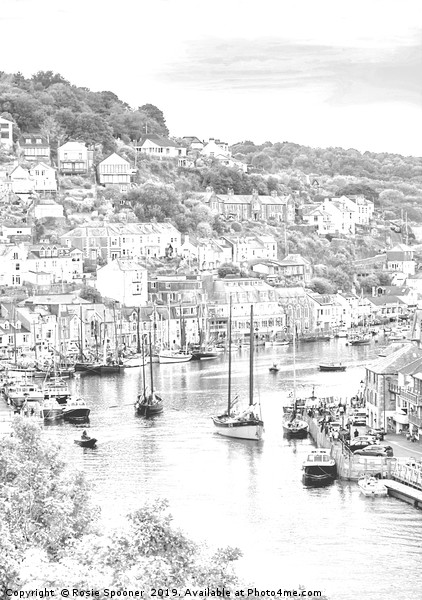 Luggers in Looe in Black and White  Picture Board by Rosie Spooner