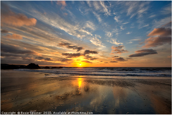 Sunrise on Looe Beach  Picture Board by Rosie Spooner