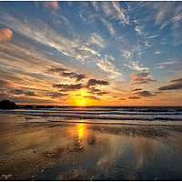 Buy canvas prints of Sunrise on Looe Beach  by Rosie Spooner