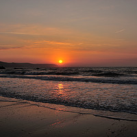 Buy canvas prints of Sunrise on Looe Beach by Rosie Spooner