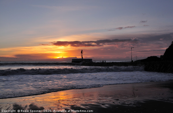 Sunrise on Looe Beach and Banjo Pier Picture Board by Rosie Spooner
