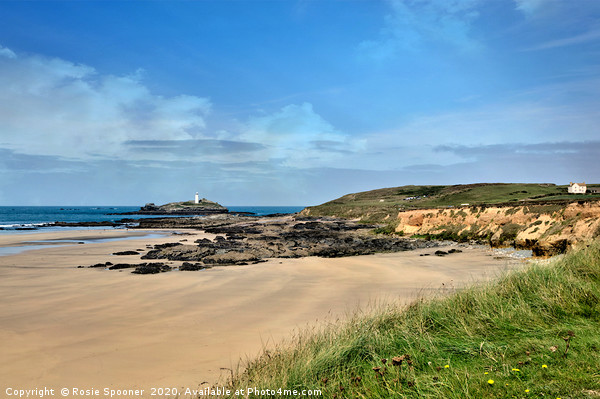 Godrevy Lighthouse view from Gwithian Beach Picture Board by Rosie Spooner