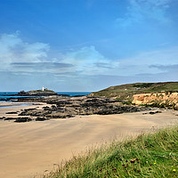 Buy canvas prints of Godrevy Lighthouse view from Gwithian Beach by Rosie Spooner