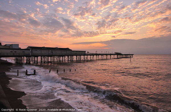 Sunrise at Teignmouth Pier in South Devon Picture Board by Rosie Spooner