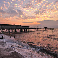 Buy canvas prints of Sunrise at Teignmouth Pier in South Devon by Rosie Spooner
