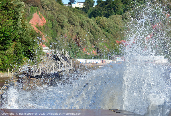 Rough Sea at Babbacombe in Torquay Picture Board by Rosie Spooner