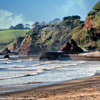 Buy canvas prints of Dawlish Beach looking towards Boat Cove and Coryto by Rosie Spooner