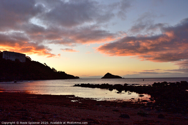 Low Tide sunrise at Meadfoot Torquay Picture Board by Rosie Spooner