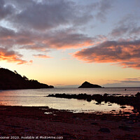 Buy canvas prints of Low Tide sunrise at Meadfoot Torquay by Rosie Spooner