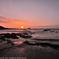 Buy canvas prints of Sunrise at Millendreath Beach Looe Cornwall  by Rosie Spooner