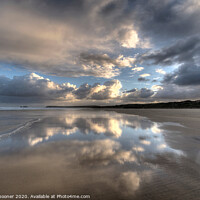 Buy canvas prints of Cloud reflections early morning on Hayle Sands in Cornwall by Rosie Spooner