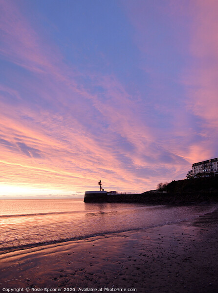 Banjo Pier at Sunrise from Looe Beach Picture Board by Rosie Spooner