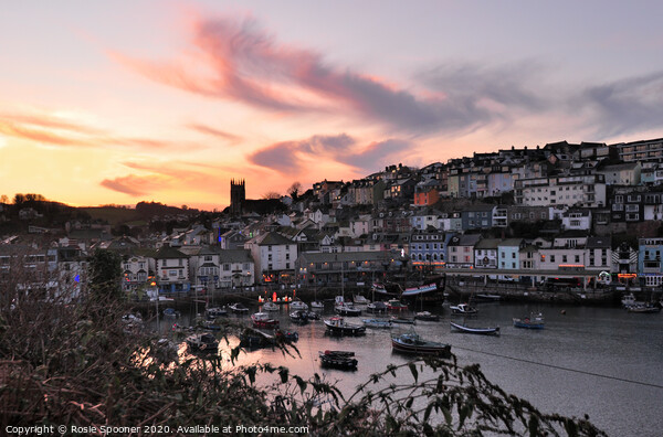 Brixham Harbour at Sunset Picture Board by Rosie Spooner