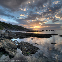 Buy canvas prints of Sunrise view from Millendreath Beach in Looe Cornw by Rosie Spooner