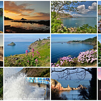 Buy canvas prints of Meadfoot Beach and Anstey's Cove Collage by Rosie Spooner
