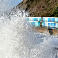 Buy canvas prints of Rough seas at Meadfoot Beach in Torquay Devon by Rosie Spooner