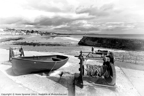 Boat Cove at Dawlish in Black and White Picture Board by Rosie Spooner