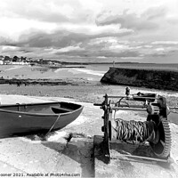 Buy canvas prints of Boat Cove at Dawlish in Black and White by Rosie Spooner