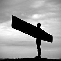 Buy canvas prints of Angel of the North BW Silhouette by Chris Chambers