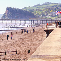Buy canvas prints of A Windy Teignmouth Beach by Peter F Hunt