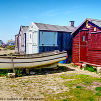 Buy canvas prints of Portland Lighthouse And Beach Huts  by Peter F Hunt