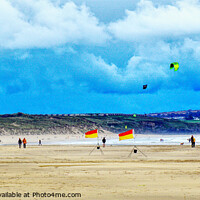 Buy canvas prints of Kite Flying At Gwithian Sands by Peter F Hunt