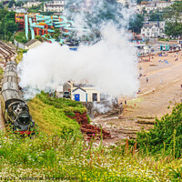 Buy canvas prints of Steam Train Passing Goodrington Sands  by Peter F Hunt