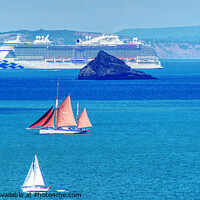 Buy canvas prints of Three Boats In Torbay  by Peter F Hunt