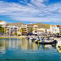 Buy canvas prints of Puerto Pollensa Beach And Marina  by Peter F Hunt