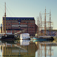 Buy canvas prints of Gloucester Dock Winter Reflections by Peter F Hunt