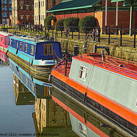 Buy canvas prints of Canal Boat Reflections Gloucester Dock by Peter F Hunt